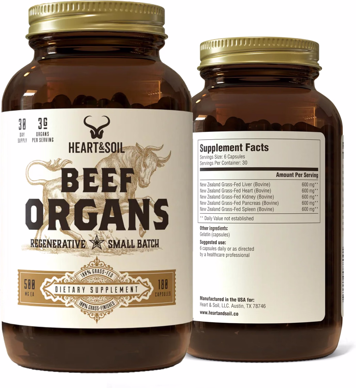 HEART & SOIL – Grass-Fed Beef Organ Supplement, 3000mg