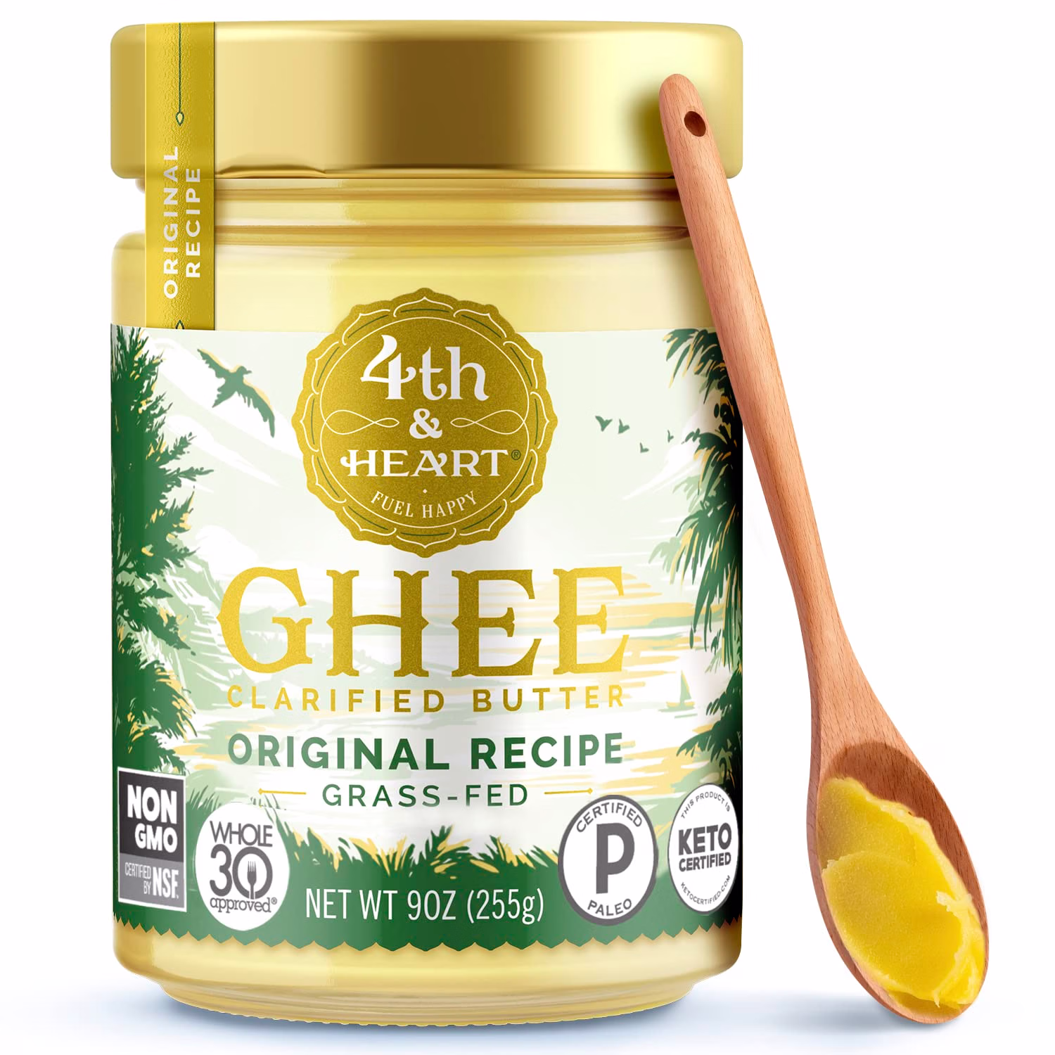 4th & Heart Original Grass-Fed Ghee, Clarified Butter, 9 oz