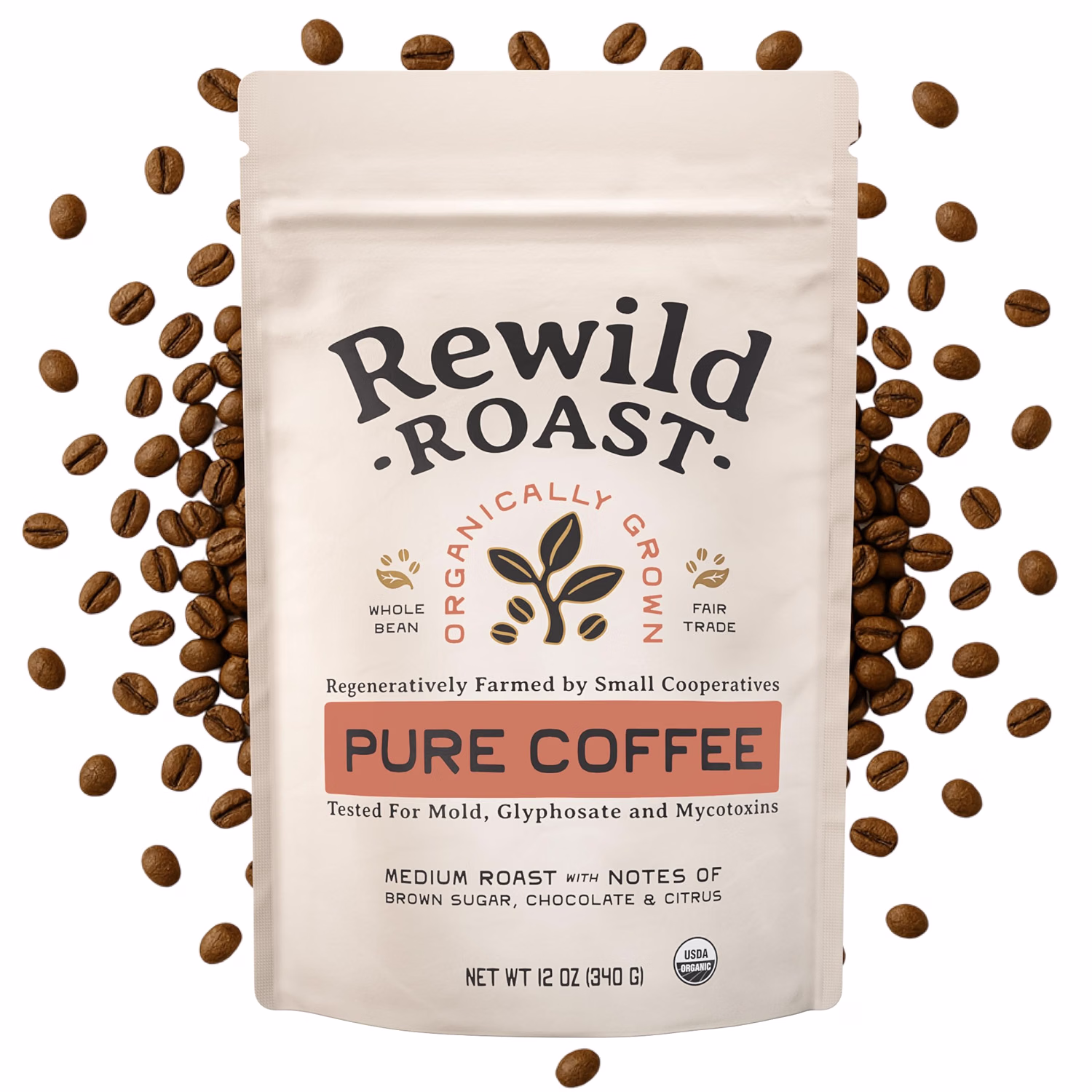 Lineage Provisions Rewild Roast Coffee, Medium Roast, 12 oz Whole Beans