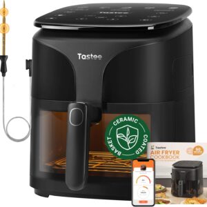 Tastee Ceramic Air Fryer, 8-in-1, 5.5 Qt with Smart Probe & Viewing Window